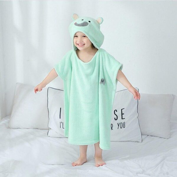 Poncho Bain Enfant Eléphant turquoise