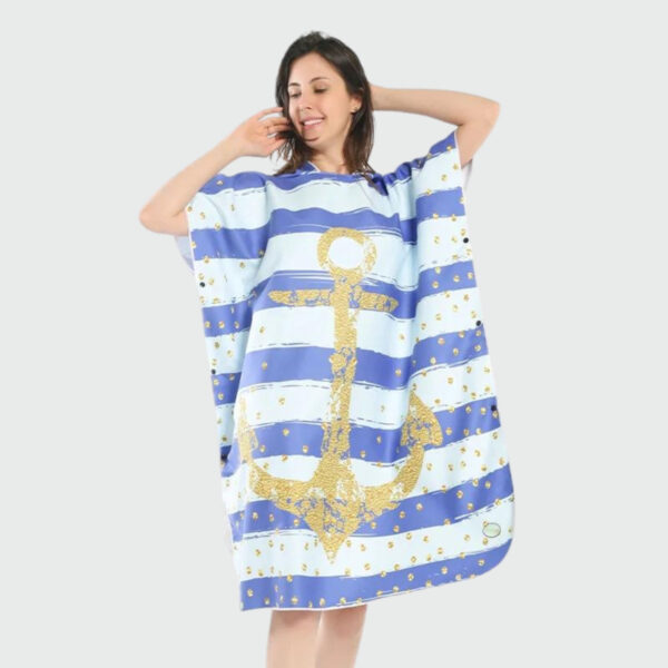 poncho bain femme ancre