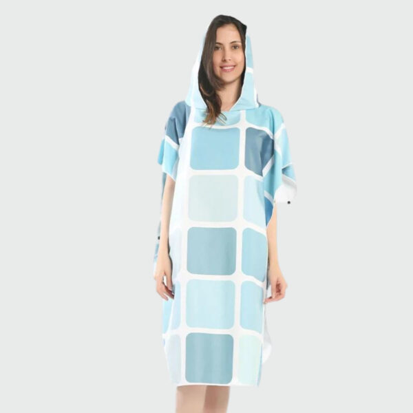 Poncho Bain Femme Bleu Clair