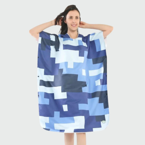 poncho bain femme bleu