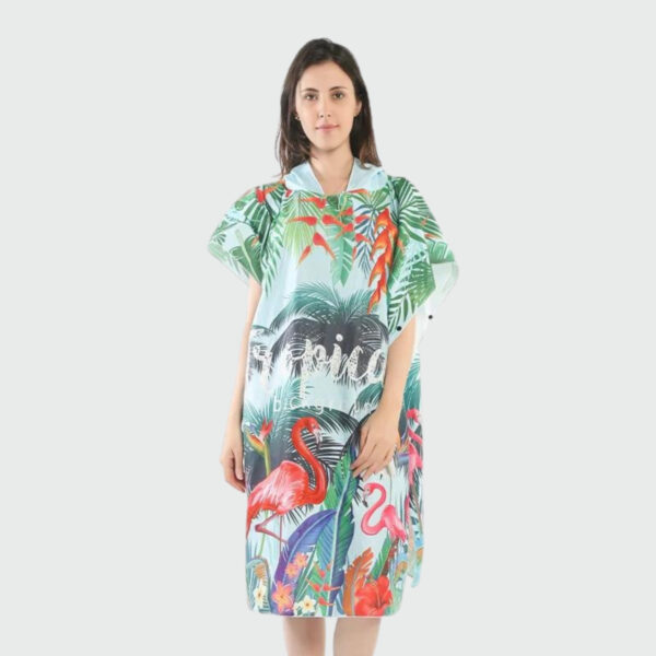 Poncho Bain Femme Flamants Roses