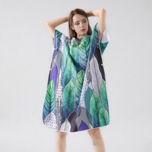 poncho bain femme vert