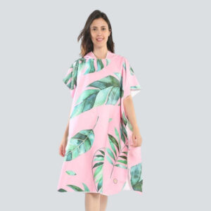 poncho bain feuille