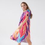 poncho bain multicolore