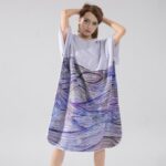 poncho bain vague bleu