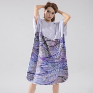 poncho bain vague bleu