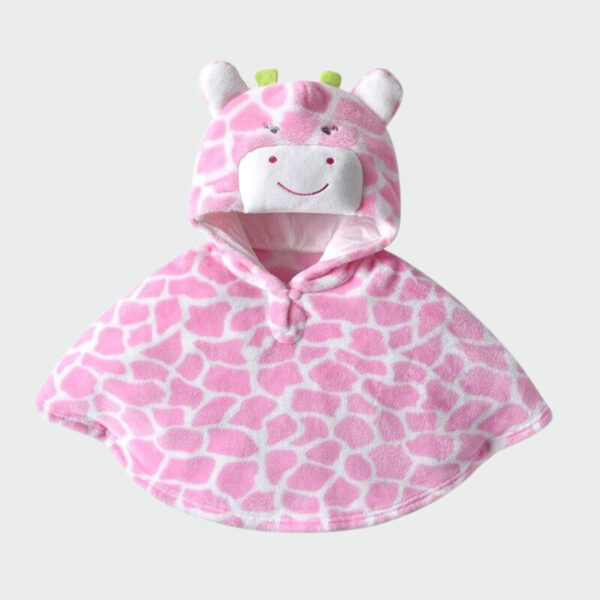 poncho bébé girafe rose