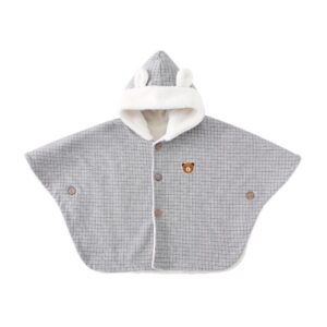 poncho bébé gris blanc
