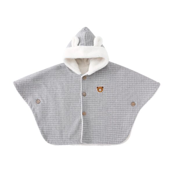 poncho bébé gris blanc