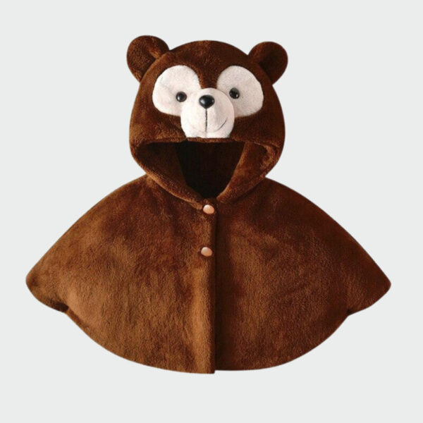 poncho bébé ours en coton marron avec capuche