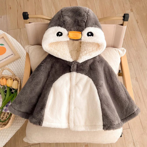 Poncho Bébé en forme de pingouin