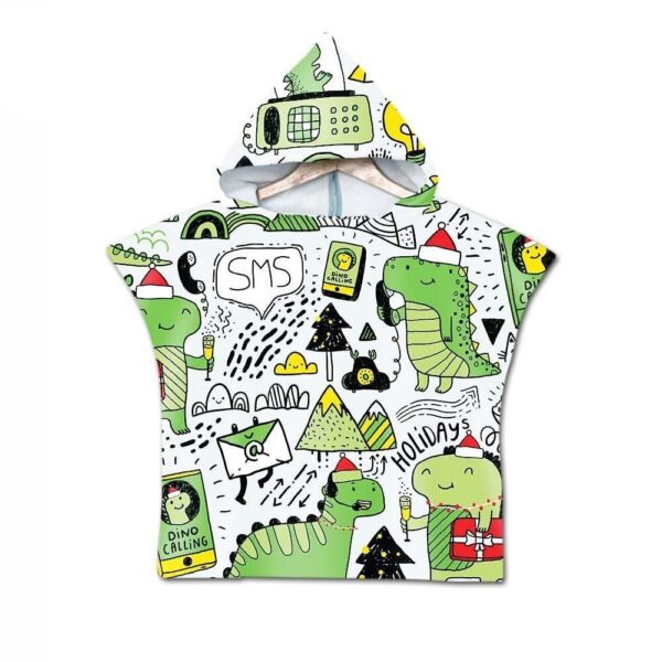 Poncho Bébé Plage motifs dinosaures