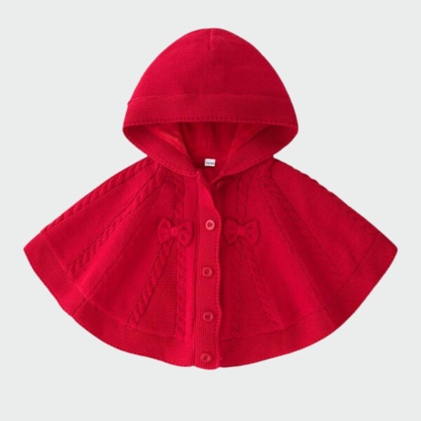 Poncho Bébé Tricot rouge