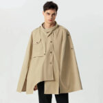 poncho kaki et bleu gris