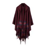poncho frangé rayé