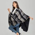 Poncho décontracté noir et gris