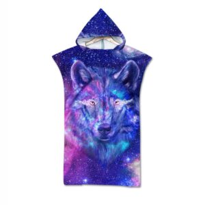 Poncho de plage à loup lunaire