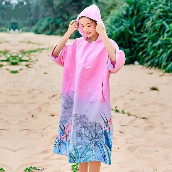 poncho de surf femme rose