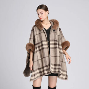 poncho élégant à carreaux