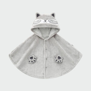 Poncho enfant design chat gris