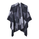 poncho à carreaux décontracté