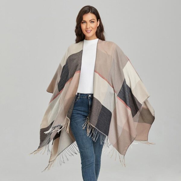 poncho femme beige
