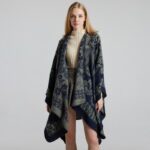 poncho bleu femme