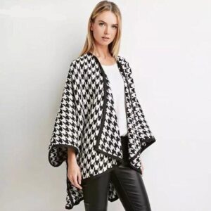 poncho femme noir et blanc