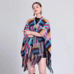 franges et rayures poncho