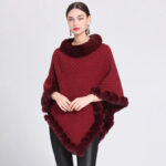 poncho beige tricot femme
