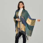 poncho vert automnal