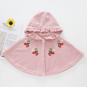 poncho fille motif fraises