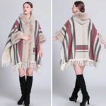 Poncho chaud fourrure