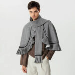 Poncho plissé gris