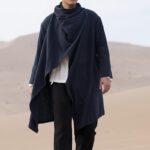 Poncho en coton bleu pour homme