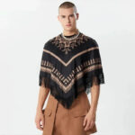 poncho chaud à franges homme
