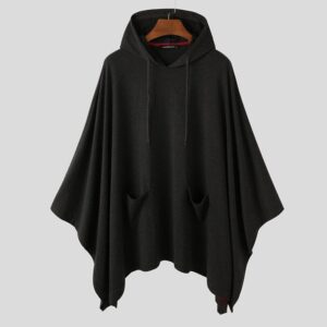 poncho noir homme
