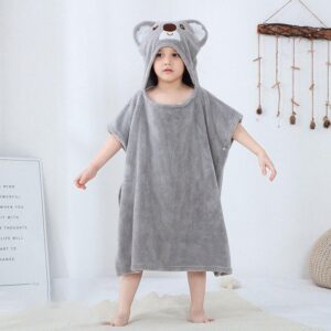 Poncho Koala gris en coton pour enfant