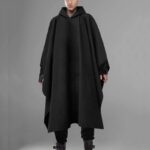 poncho noir homme