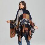 cape poncho marron féminin