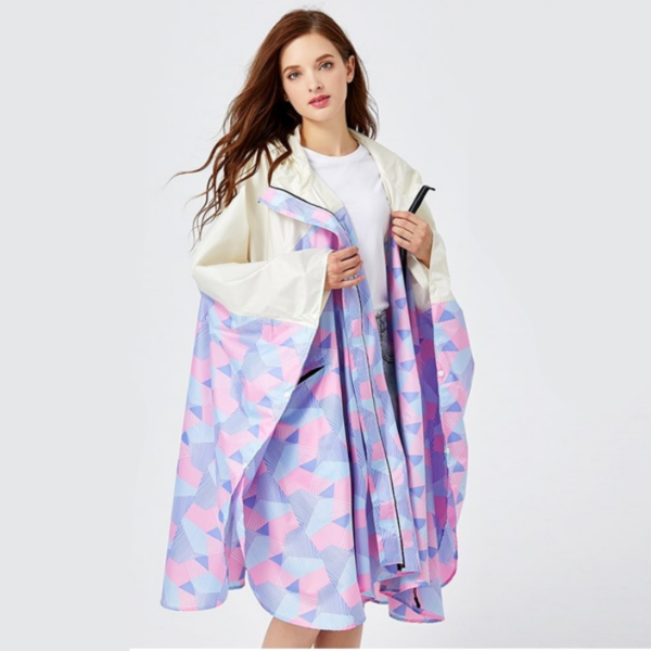 Poncho Pluie Rose Violet & Beige Femme