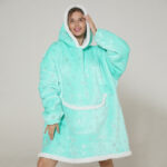 poncho polaire bleu femme