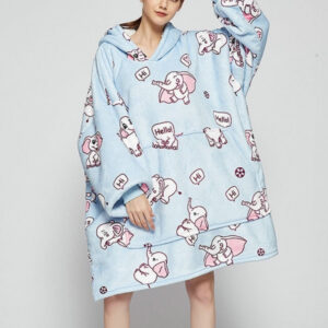 Poncho polaire féminin avec motif éléphant