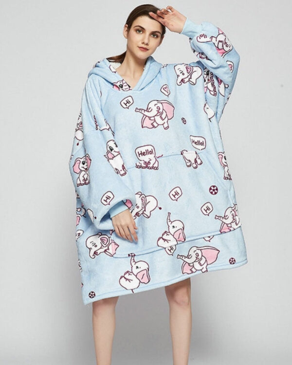 Poncho polaire féminin avec motif éléphant