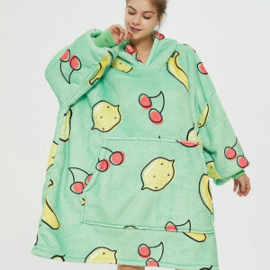 Poncho polaire femme avec motifs de fruits