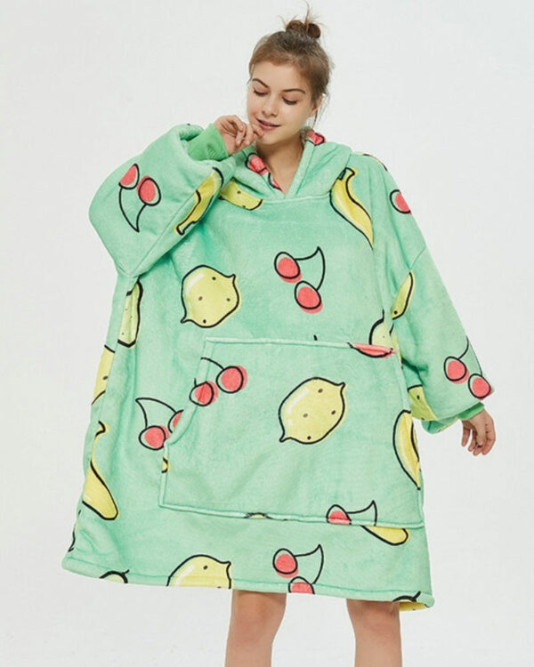 Poncho polaire femme avec motifs de fruits