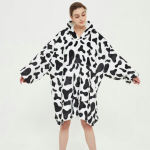 poncho polaire motif vache
